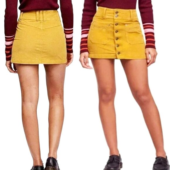 We The Free Dresses & Skirts - We The Free Women's Joanie Corduroy Button Front Denim Cord‎ Skirt Size 29 REG